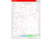 Hardin County, TN <br /> Wall Map <br /> Zip Code <br /> Red Line Style 2025 Map