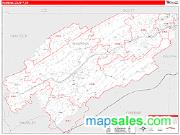 Hawkins County, TN <br /> Wall Map <br /> Zip Code <br /> Red Line Style 2025 Map
