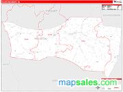 Houston County, TN <br /> Wall Map <br /> Zip Code <br /> Red Line Style 2025 Map
