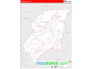 Johnson County, TN <br /> Wall Map <br /> Zip Code <br /> Red Line Style 2025 Map