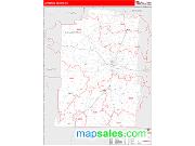 Lawrence County, TN <br /> Wall Map <br /> Zip Code <br /> Red Line Style 2025 Map