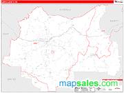 Lewis County, TN <br /> Wall Map <br /> Zip Code <br /> Red Line Style 2025 Map