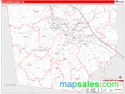 Montgomery County, TN <br /> Wall Map <br /> Zip Code <br /> Red Line Style 2025 Map