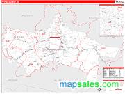 Putnam County, TN <br /> Wall Map <br /> Zip Code <br /> Red Line Style 2025 Map