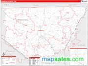 Robertson County, TN <br /> Wall Map <br /> Zip Code <br /> Red Line Style 2025 Map