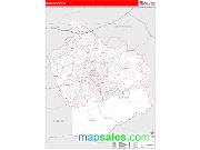 Sevier County, TN <br /> Wall Map <br /> Zip Code <br /> Red Line Style 2025 Map