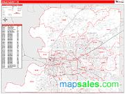 Shelby County, TN <br /> Wall Map <br /> Zip Code <br /> Red Line Style 2025 Map