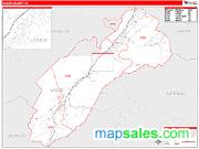 Unicoi County, TN <br /> Wall Map <br /> Zip Code <br /> Red Line Style 2025 Map