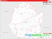 Union County, TN <br /> Wall Map <br /> Zip Code <br /> Red Line Style 2025 Map