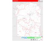 Wayne County, TN <br /> Wall Map <br /> Zip Code <br /> Red Line Style 2025 Map