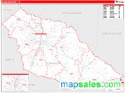 Angelina County, TX <br /> Wall Map <br /> Zip Code <br /> Red Line Style 2025 Map
