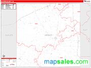 Archer County, TX <br /> Wall Map <br /> Zip Code <br /> Red Line Style 2025 Map