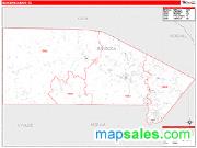 Bandera County, TX <br /> Wall Map <br /> Zip Code <br /> Red Line Style 2025 Map