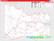 Bowie County, TX <br /> Wall Map <br /> Zip Code <br /> Red Line Style 2025 Map