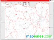 Cass County, TX <br /> Wall Map <br /> Zip Code <br /> Red Line Style 2025 Map