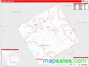 Coryell County, TX <br /> Wall Map <br /> Zip Code <br /> Red Line Style 2025 Map