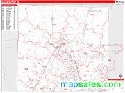 Denton County, TX <br /> Wall Map <br /> Zip Code <br /> Red Line Style 2025 Map