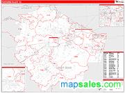 Fort Bend County, TX <br /> Wall Map <br /> Zip Code <br /> Red Line Style 2025 Map