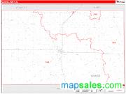Gaines County, TX <br /> Wall Map <br /> Zip Code <br /> Red Line Style 2025 Map