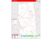 Grimes County, TX <br /> Wall Map <br /> Zip Code <br /> Red Line Style 2025 Map
