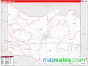 Harrison County, TX <br /> Wall Map <br /> Zip Code <br /> Red Line Style 2025 Map