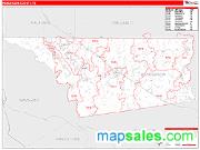 Henderson County, TX <br /> Wall Map <br /> Zip Code <br /> Red Line Style 2025 Map