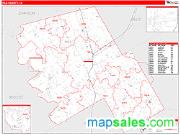Hill County, TX <br /> Wall Map <br /> Zip Code <br /> Red Line Style 2025 Map
