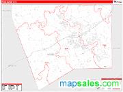 Hood County, TX <br /> Wall Map <br /> Zip Code <br /> Red Line Style 2025 Map