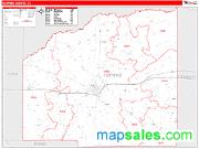 Hopkins County, TX <br /> Wall Map <br /> Zip Code <br /> Red Line Style 2025 Map