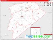 Houston County, TX <br /> Wall Map <br /> Zip Code <br /> Red Line Style 2025 Map