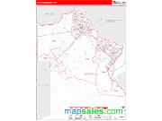 Jefferson County, TX <br /> Wall Map <br /> Zip Code <br /> Red Line Style 2025 Map