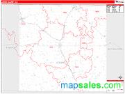 Jones County, TX <br /> Wall Map <br /> Zip Code <br /> Red Line Style 2025 Map