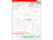 Lamar County, TX <br /> Wall Map <br /> Zip Code <br /> Red Line Style 2025 Map