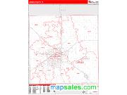 Lubbock County, TX <br /> Wall Map <br /> Zip Code <br /> Red Line Style 2025 Map