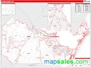 Nueces County, TX <br /> Wall Map <br /> Zip Code <br /> Red Line Style 2025 Map