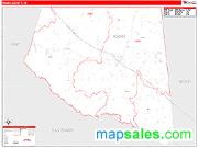 Rains County, TX <br /> Wall Map <br /> Zip Code <br /> Red Line Style 2025 Map