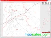 Rockwall County, TX <br /> Wall Map <br /> Zip Code <br /> Red Line Style 2025 Map