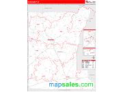 Rusk County, TX <br /> Wall Map <br /> Zip Code <br /> Red Line Style 2025 Map