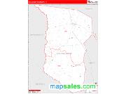 San Augustine County, TX <br /> Wall Map <br /> Zip Code <br /> Red Line Style 2025 Map