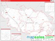 San Patricio County, TX <br /> Wall Map <br /> Zip Code <br /> Red Line Style 2025 Map