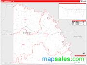 San Saba County, TX <br /> Wall Map <br /> Zip Code <br /> Red Line Style 2025 Map