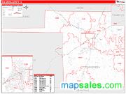 Tom Green County, TX <br /> Wall Map <br /> Zip Code <br /> Red Line Style 2025 Map