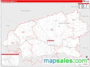 Washington County, TX <br /> Wall Map <br /> Zip Code <br /> Red Line Style 2025 Map