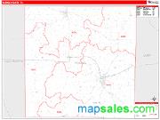 Young County, TX <br /> Wall Map <br /> Zip Code <br /> Red Line Style 2025 Map