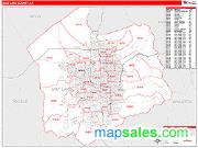 Salt Lake County, UT <br /> Wall Map <br /> Zip Code <br /> Red Line Style 2025 Map