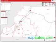 Sevier County, UT <br /> Wall Map <br /> Zip Code <br /> Red Line Style 2025 Map