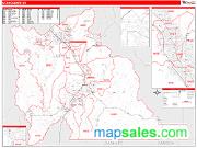 Utah County, UT <br /> Wall Map <br /> Zip Code <br /> Red Line Style 2025 Map