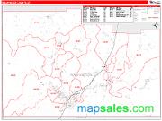 Washington County, UT <br /> Wall Map <br /> Zip Code <br /> Red Line Style 2025 Map