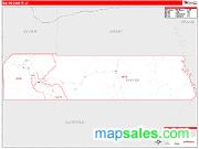 Wayne County, UT <br /> Wall Map <br /> Zip Code <br /> Red Line Style 2025 Map