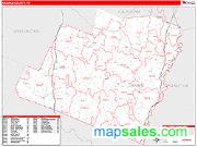 Orange County, VT <br /> Wall Map <br /> Zip Code <br /> Red Line Style 2025 Map